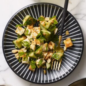 tofu cucumber salad with spicy peanut dressing