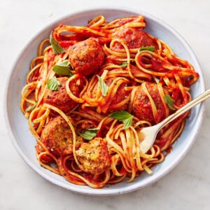 vegan meatballs noodles